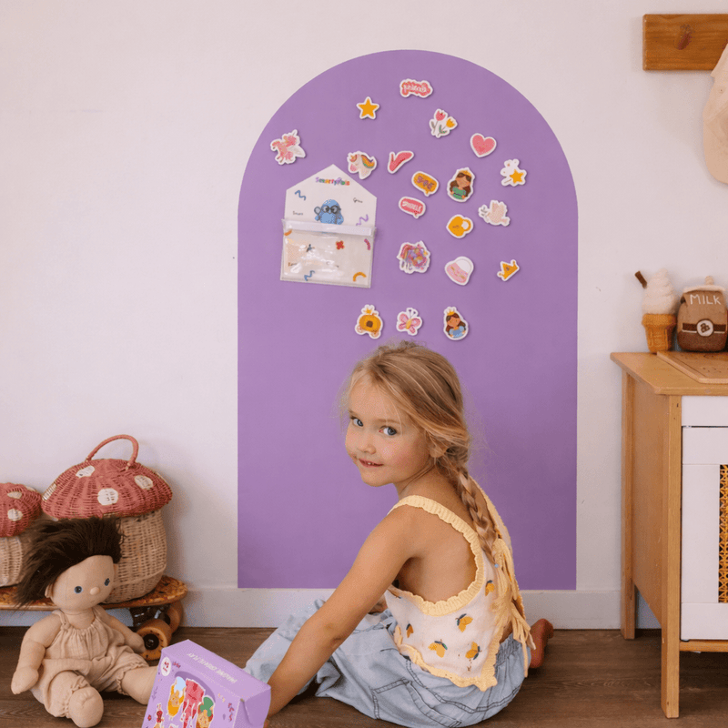Purple Magnetic Playwall in kids room